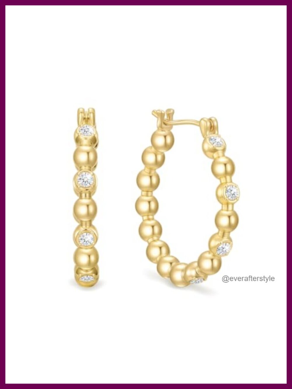 14K Gold Plated CZ Huggie Hoop Earrings for Women 25mm Round or Heart Design